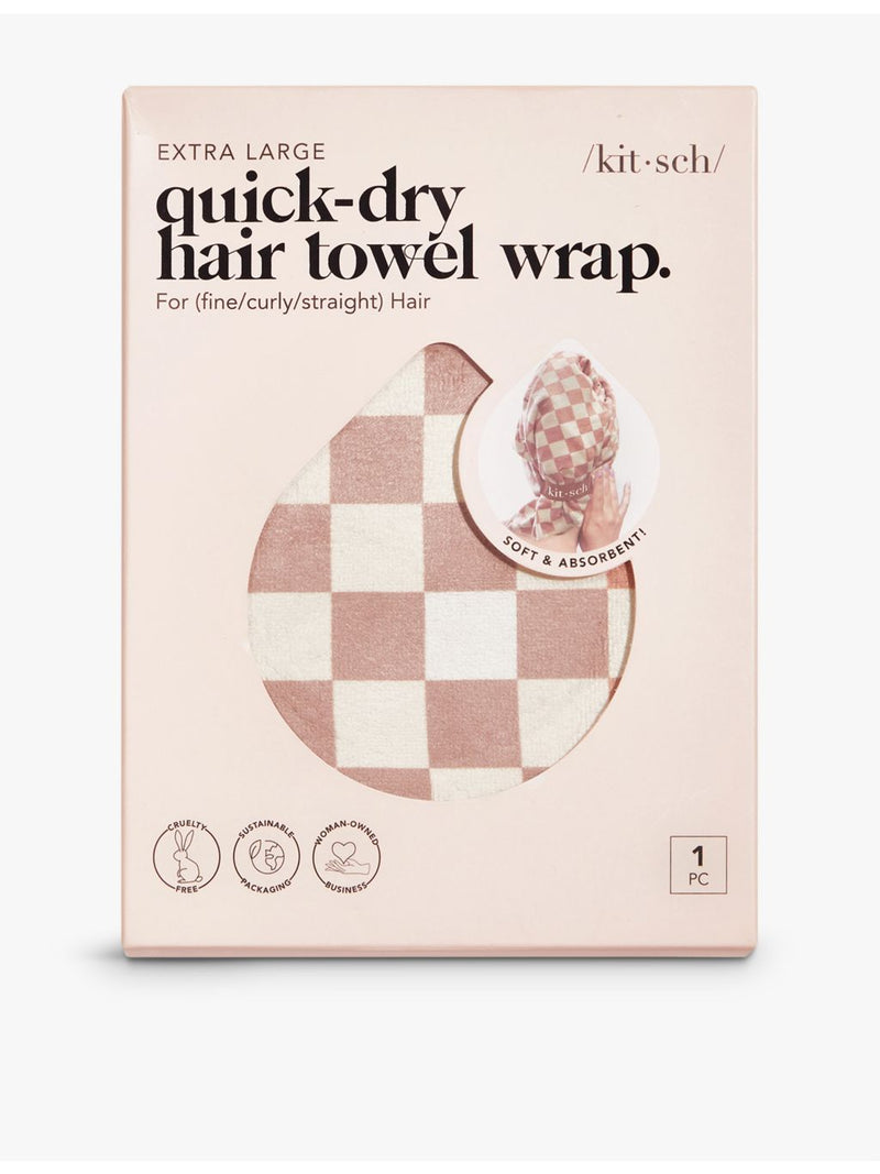 Kitsch check-print extra-large hair towel, UK version