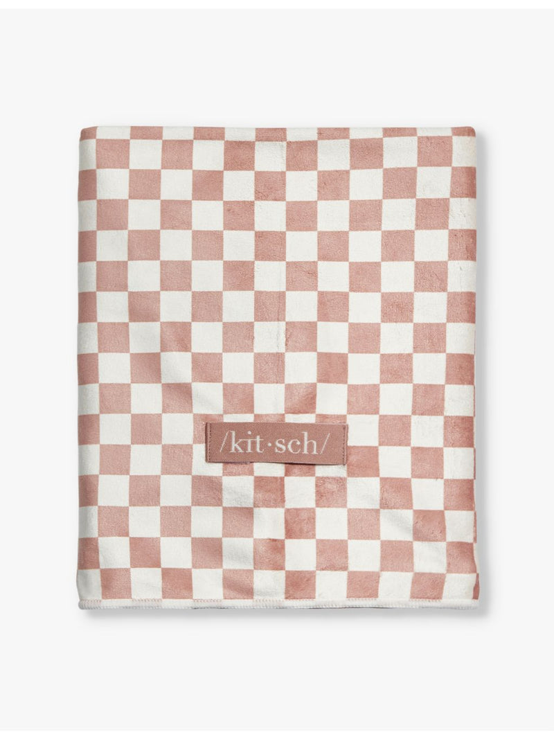 Kitsch check-print extra-large hair towel, UK version