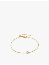 selfridges Monica Vinader Solitaire 18ct Yellow Gold-Plated Vermeil Sterling-Silver and 0.015ct Lab-Grown Diamond Bracelet- Buy online at McGrocer
