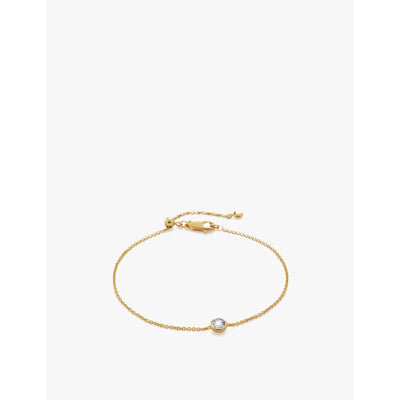 selfridges Monica Vinader Solitaire 18ct Yellow Gold-Plated Vermeil Sterling-Silver and 0.015ct Lab-Grown Diamond Bracelet- Buy online at McGrocer