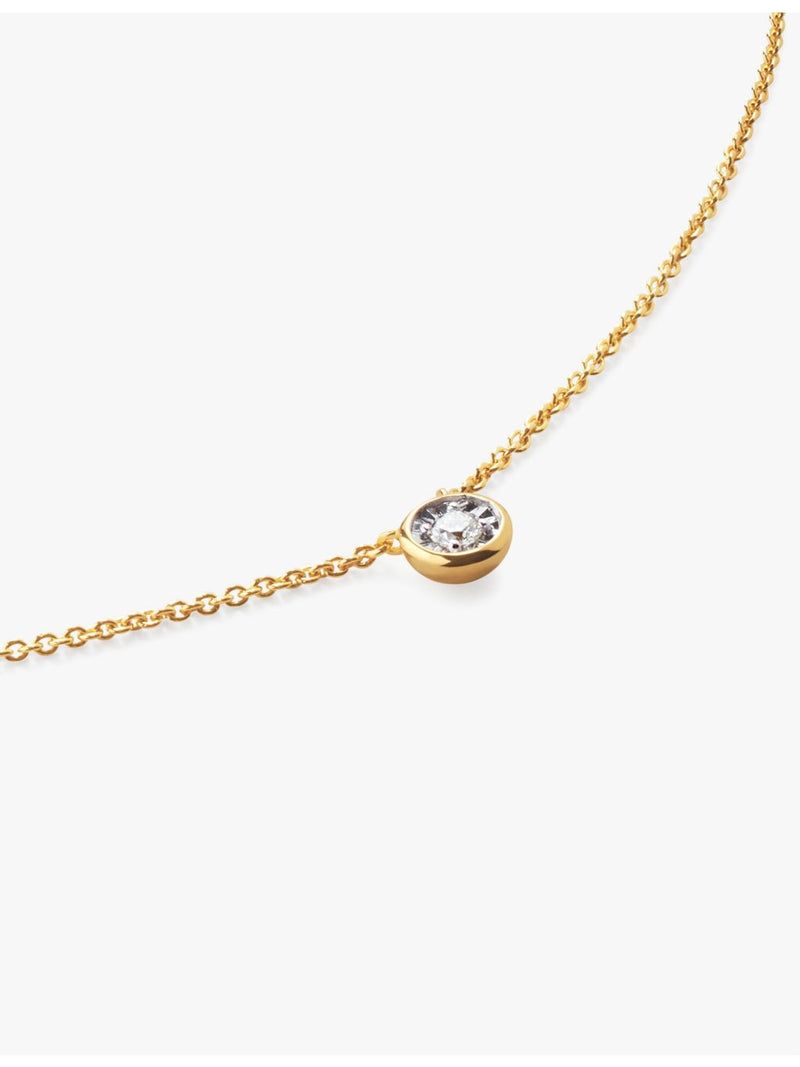 Monica Vinader solitaire diamond necklace 18ct gold-plated vermeil - British product