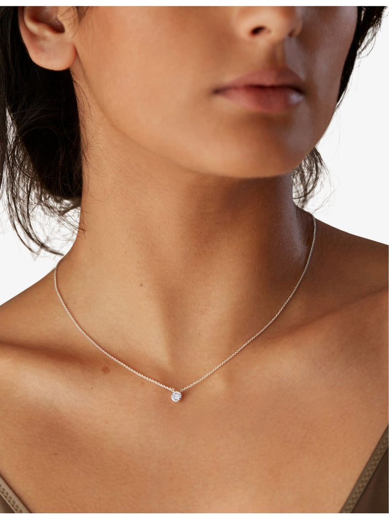 Monica Vinader sterling silver solitaire necklace with 0.06ct lab-grown diamond, UK version