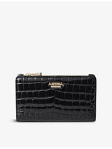 selfridges Aspinal of London Mayfair Logo-Plaque Croc-Effect Faux-Leather Wallet- Buy online at McGrocer