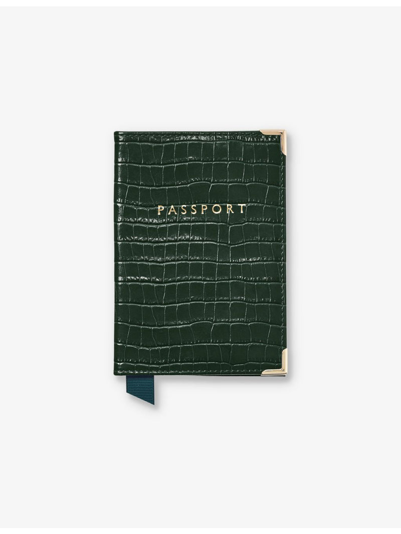Aspinal of London crocodile-embossed patent leather passport cover, UK version