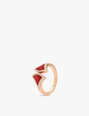 Bvlgari Divas' Dream 18ct Rose-Gold Ring with Carnelian and 0.17ct Round Brilliant-Cut Diamond