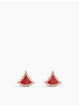 selfridges Bvlgari Divas' Dream 18ct Rose-Gold 0.10ct Diamond and Carnelian Earrings- Buy online at McGrocer