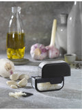 Microplane logo-embossed stainless-steel garlic cutter 9cm, UK version