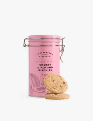 Cartwright & Butler cherry and almond biscuits tin 200g, imported from the UK