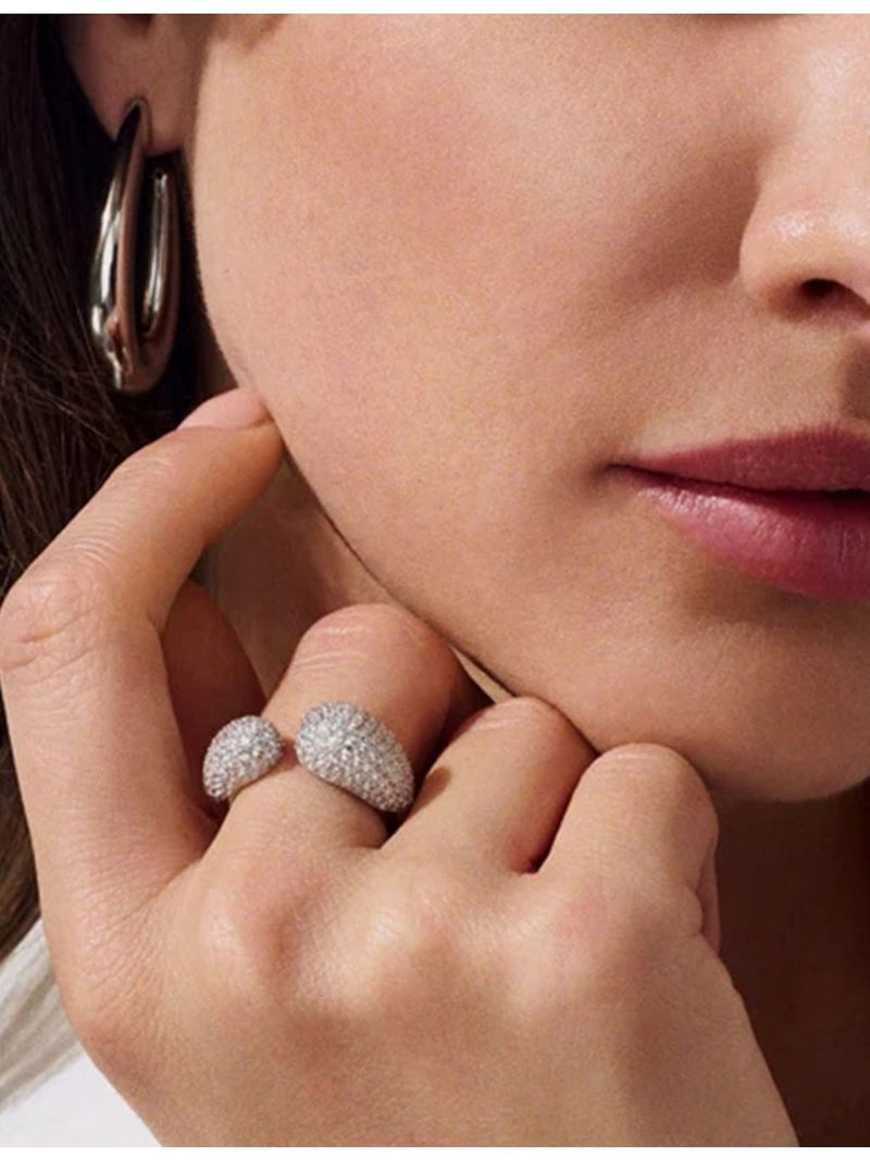 Sif Jakobs Goccia sterling silver open ring with zirconia - (British brand)