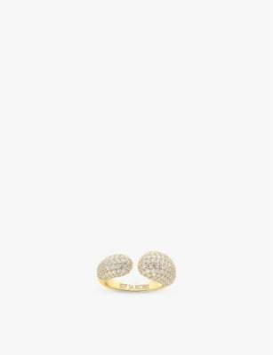 Sif Jakobs Goccia 18ct Yellow Gold-Plated Sterling Silver and Zirconia Open Ring