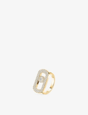 Messika diamond ring 18ct gold 0.6ct halo motif (British brand)