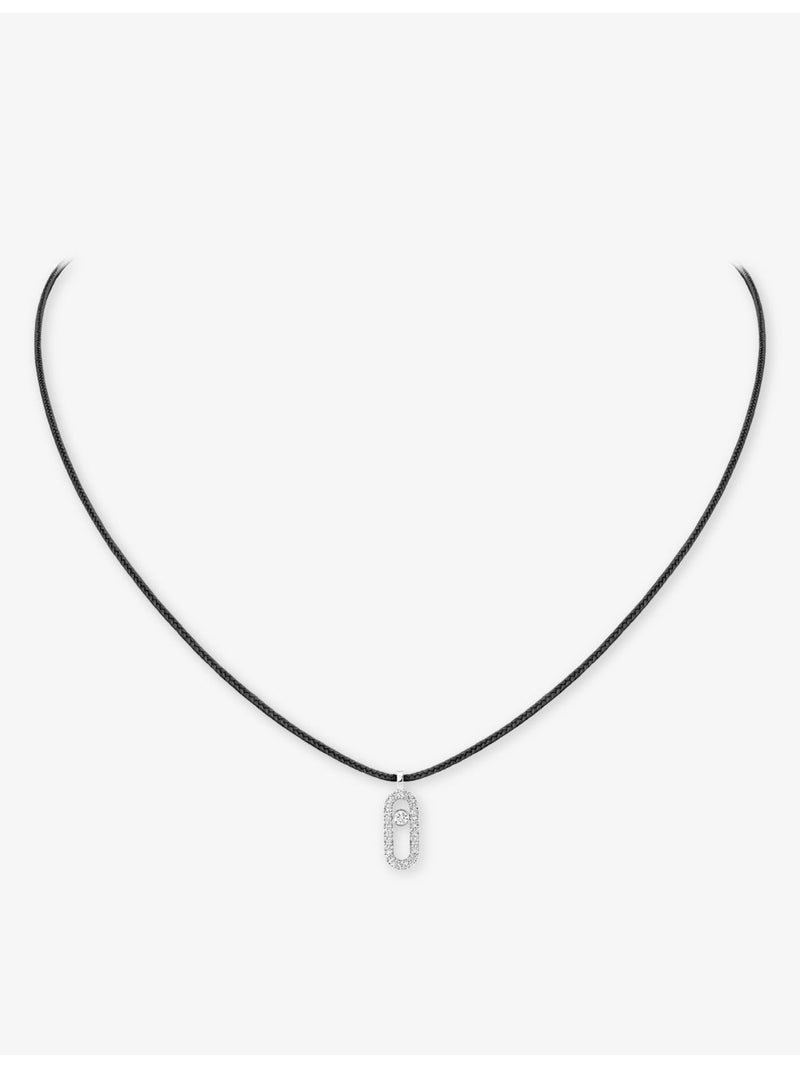 Messika 18ct white gold diamond pendant cord necklace (British brand)