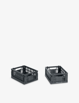 HAY Colour Stackable Mini Plastic Crates Set of Two