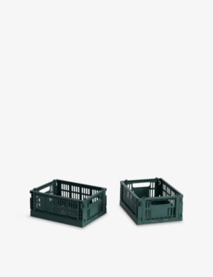HAY Colour Stackable Mini Plastic Crates Set of Two