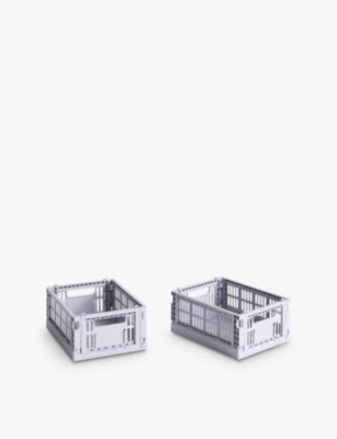 HAY Colour Stackable Mini Plastic Crates Set of Two