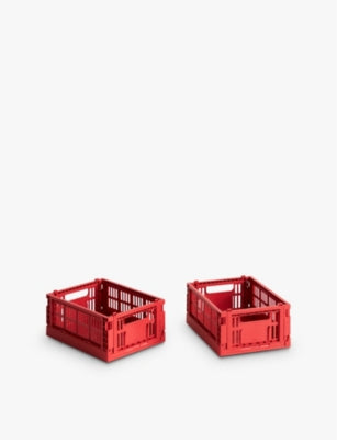 HAY Colour Stackable Mini Plastic Crates Set of Two