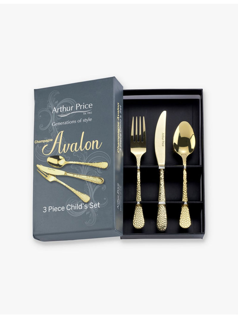 Arthur Price children's cutlery set in Champagne Avalon - British product