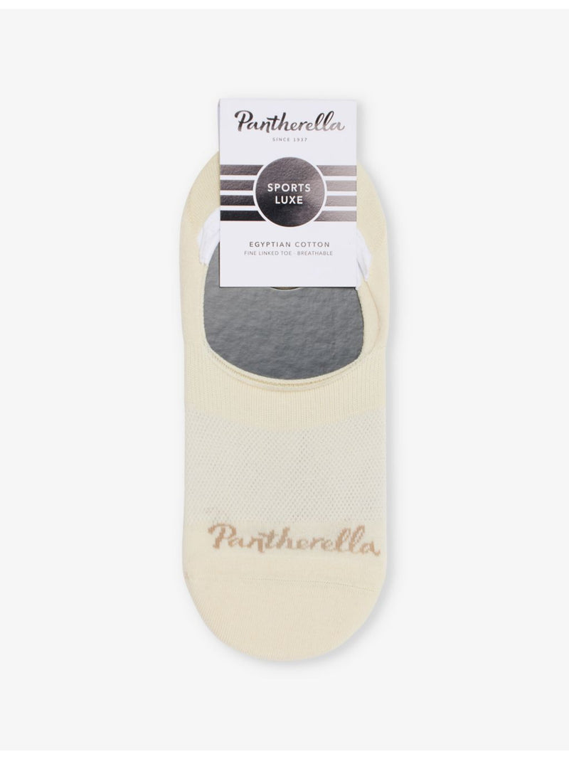 Pantherella no-show cotton blend socks with intarsia branding (British brand)