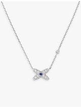 selfridges Chaumet Jeux de Liens 18ct White Gold 0.07ct Sapphire and 0.99ct Diamond Pendant Necklace- Buy online at McGrocer