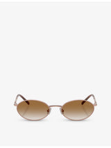 selfridges Brunello Cucinelli BC2006ST Oval-Frame Titanium Sunglasses- Buy online at McGrocer