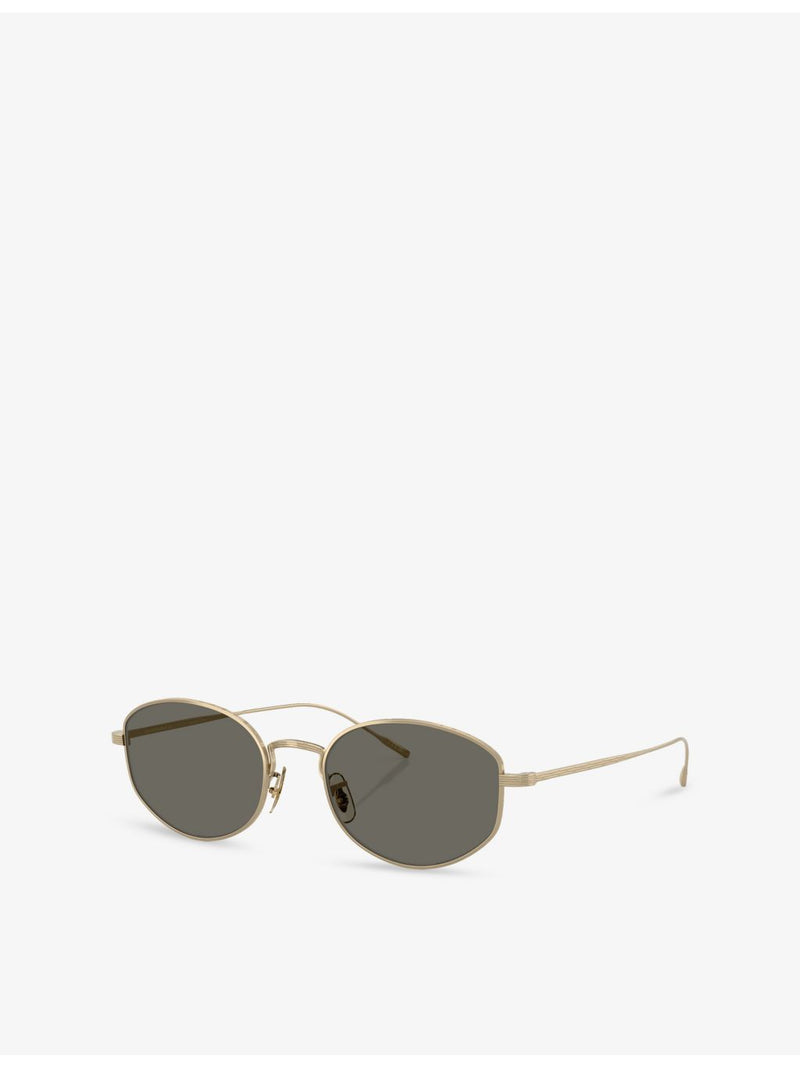 Oliver Peoples Sirry oval-frame titanium sunglasses, imported from the UK