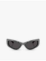 selfridges Swarovski SK6027 Irregular-Frame Crystal-Embellished Acetate Sunglasses- Buy online at McGrocer