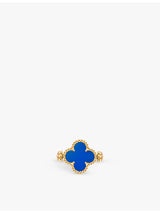 selfridges Van Cleef & Arpels Vintage Alhambra Diamond and Blue Agate Reversible Ring- Buy online at McGrocer