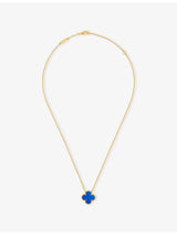 selfridges Van Cleef & Arpels Vintage Alhambra 18ct Yellow Gold and Agate Pendant Necklace 42cm- Buy online at McGrocer