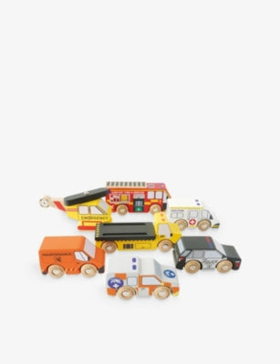 Le Toy Van wooden rescue vehicles set with helicopter, UK version