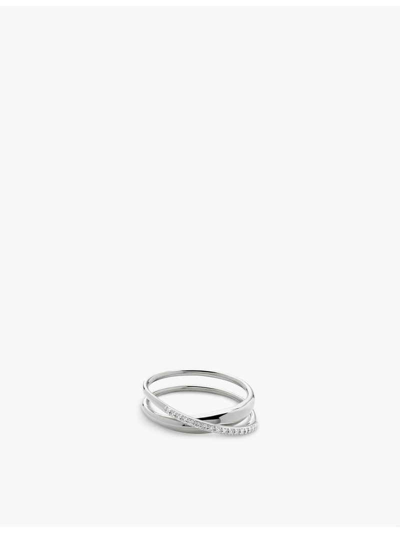 Monica Vinader Nura Wrap sterling silver diamond ring (British brand)