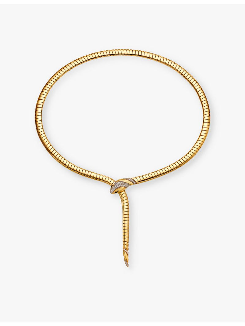 Bvlgari Serpenti Tubogas 18ct yellow gold diamond necklace, UK version