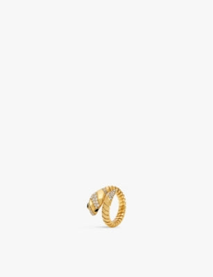 Bvlgari Serpenti Tubogas 18ct Yellow Gold 0.50ct Brilliant-Cut Diamond and Onyx Ring