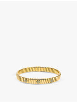 selfridges Bvlgari Tubogas 18ct Yellow-Gold and 0.29ct Brilliant-Cut Diamond Bracelet- Buy online at McGrocer