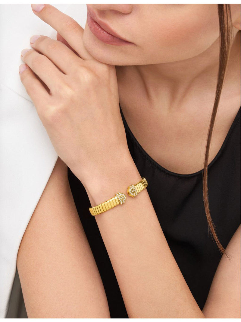Bvlgari Tubogas diamond bracelet 18ct yellow gold 0.35ct - British product
