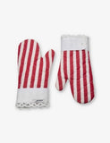Gohar World lace-trim striped oven gloves set of two, UK version