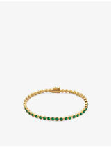 selfridges Monica Vinader Gemstone Essential Tennis 18ct Yellow Gold-Plated Vermeil Sterling Silver, Green Onyx Bracelet- Buy online at McGrocer