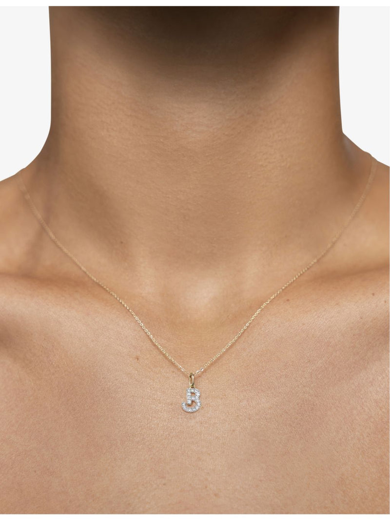 Monica Vinader B charm 14ct yellow gold with diamonds, UK version