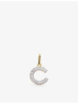 selfridges Monica Vinader C Letter 14ct Yellow Gold and Lab-Grown Diamond Charm- Buy online at McGrocer