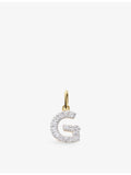 Monica Vinader G charm in 14ct gold with lab-grown diamonds, UK version