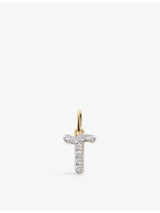 selfridges Monica Vinader T Letter 14ct Yellow-Gold And Lab-Grown Diamond Charm- Buy online at McGrocer