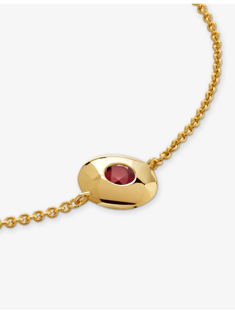 Monica Vinader garnet birthstone bracelet 18ct gold vermeil adjustable length (British brand)