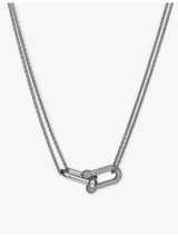 selfridges Tiffany HardWear Double Link 18ct White-Gold and 0.74 Pavé-Diamond Necklace, 40.64cm- Buy online at McGrocer