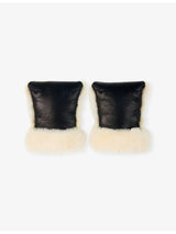 selfridges Binibamba Milk-coated Brand-tab Sheepskin Buggy Mittens- Buy online at McGrocer