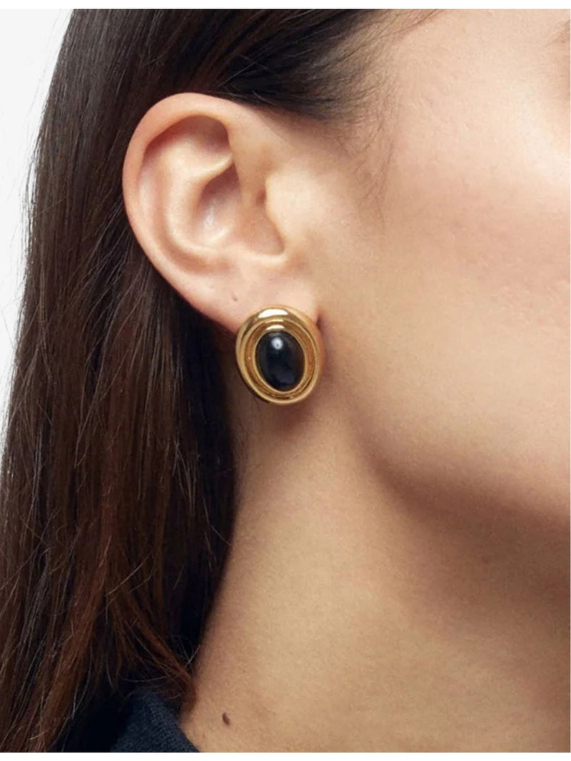 Heaven Mayhem 18ct gold-plated brass and enamel earrings, imported from the UK