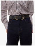 Whistles double-ring buckle leather belt 92.7cm, imported from the UK