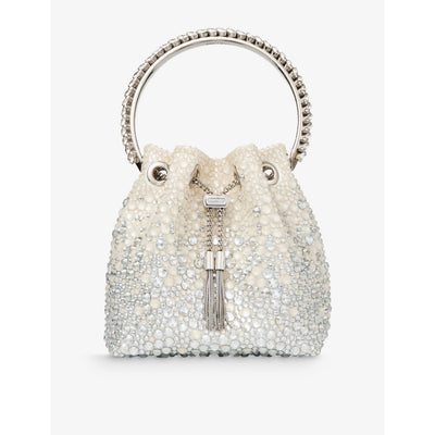 selfridges Jimmy Choo Bon Bon Gem-Embellished Woven Cross-Body Bag- Buy online at McGrocer
