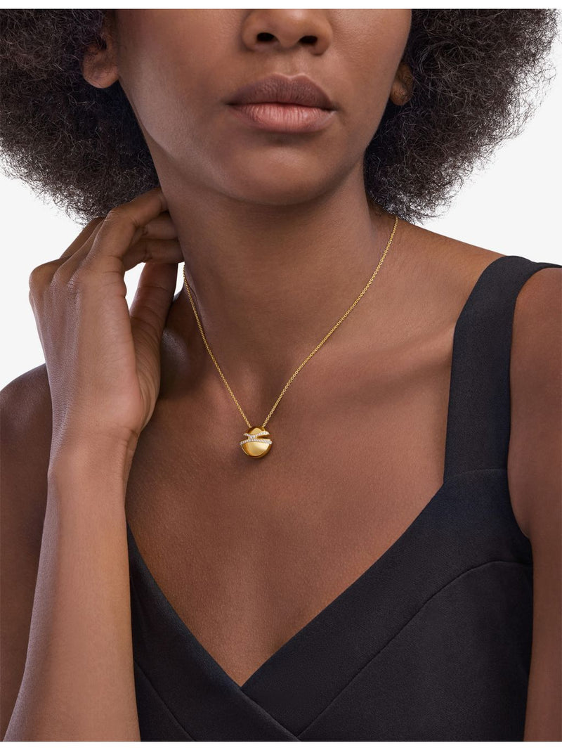 Bvlgari pavé diamond pendant necklace in 18ct yellow gold (British brand)