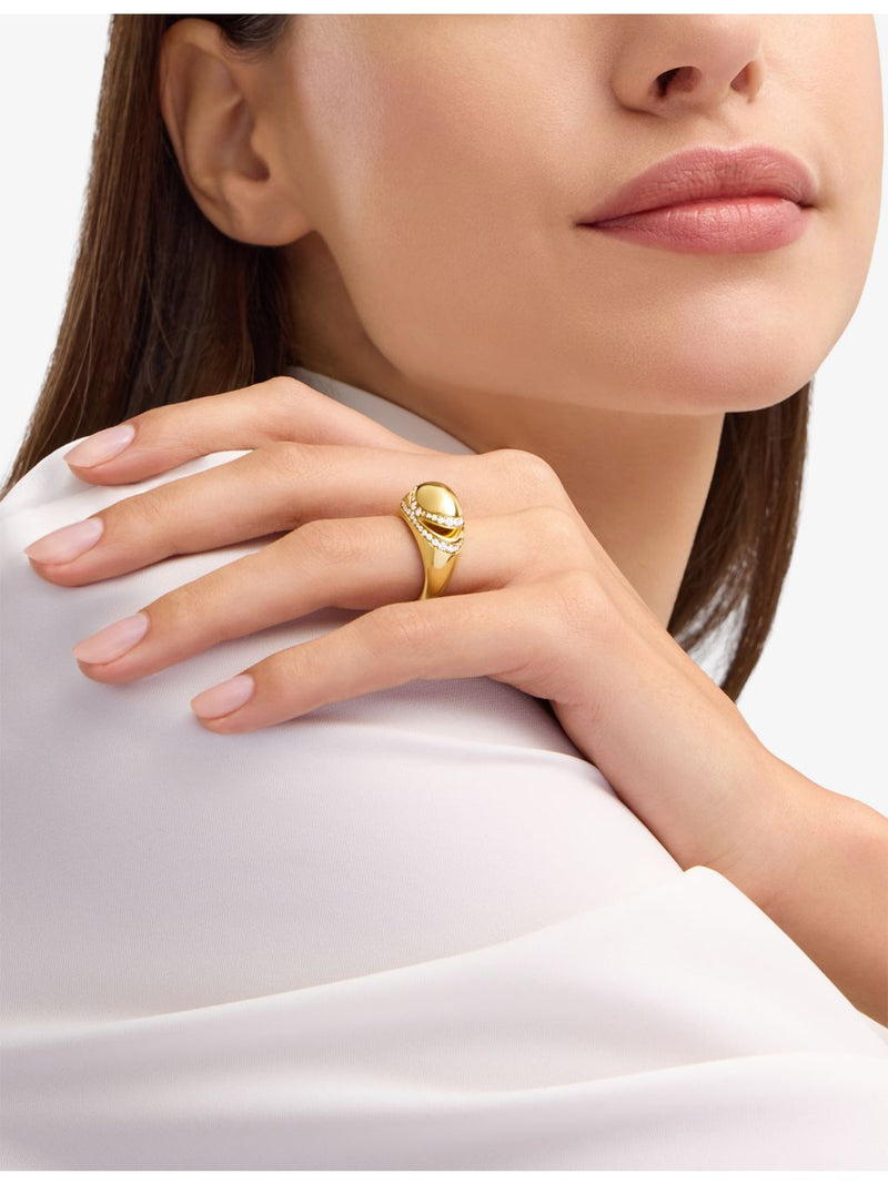 Bvlgari 0.59ct pavé diamond ring 18ct yellow gold - British product