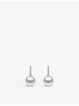 selfridges Yoko London Classic 18ct White Gold Freshwater Pearl and 0.04ct Diamond Earrings- Buy online at McGrocer