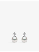 selfridges Yoko London Classic 18ct White Gold Akoya Pearl 0.20ct Diamond Earrings- Buy online at McGrocer